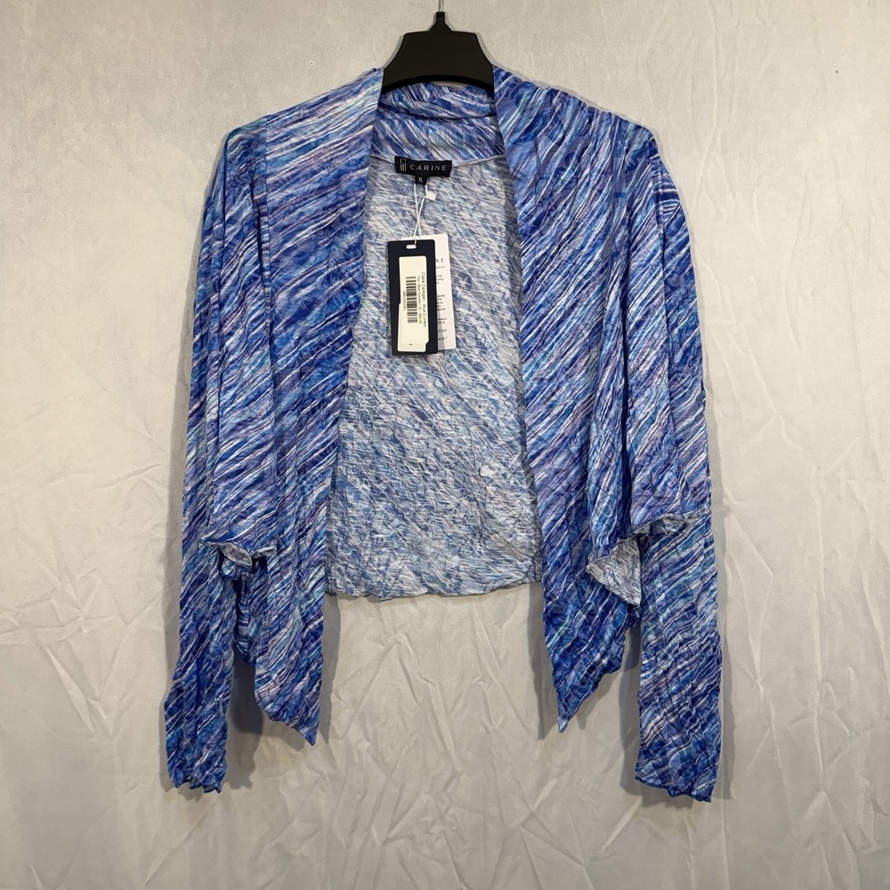 Carine Claire Open Cardigan Shrug Blue Current XL Lightweight Stretch Sweater‎